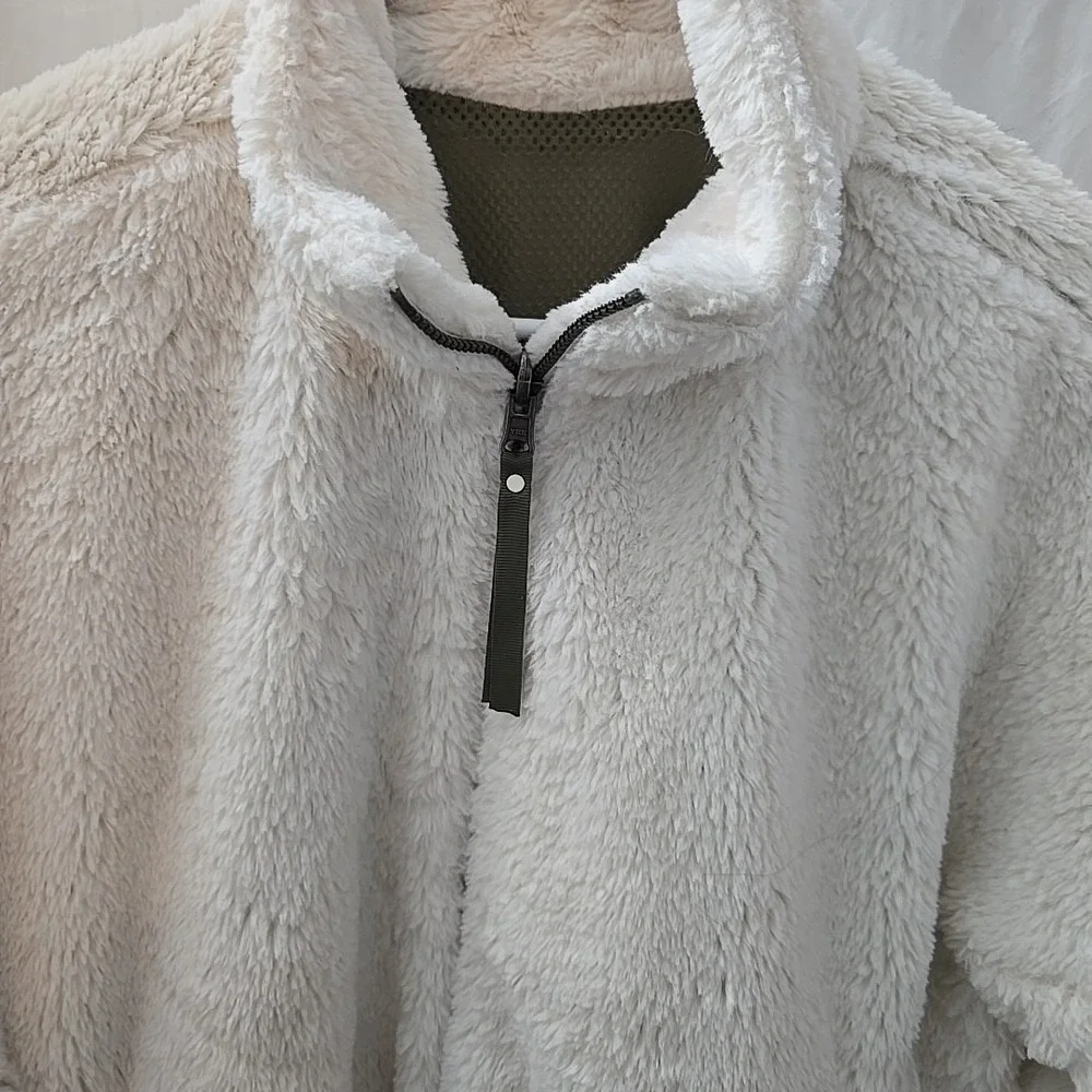 Columbia Bundle Up Reversible Jacket Fleece Mesh‎ Ivory Green Women's Size L